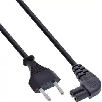 InLine Netzkabel, Eurostecker / Euro8-Stecker abgewinkelt, schwarz, 0,5m