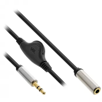 InLine schlank Audiokabel 3,5 mm Stecker / Buchse mit Lautstärkeregler 0,25 m