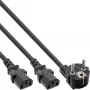 InLine Y-Stromkabel 1x CEE 7/7 abgewinkelt / 2x 3-polig IEC C13 Stecker, 5m