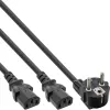 InLine Y-Stromkabel 1x CEE 7/7 gewinkelt / 2x 3-poliger IEC C13 Stecker, 1m