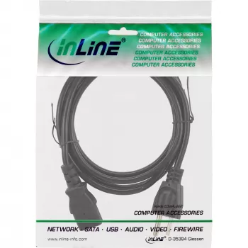 InLine Stromkabel NEMA 1-15P Stecker / 3-pol. IEC C13 Kupplung, 18 AWG, 0,5 m