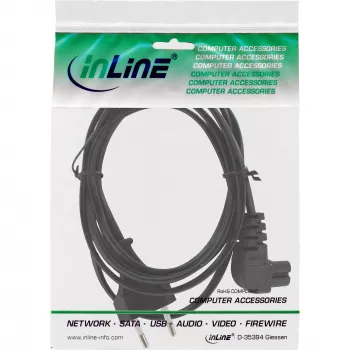 InLine Stromkabel, Euro-Stecker / Euro8-Stecker gewinkelt, schwarz, 3m