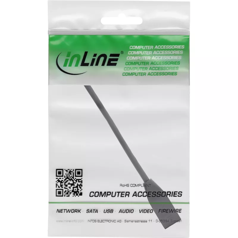 InLine RJ45-Schnittstellenschutz Cat.6A S/FTP, RJ45 M/F, schwarz, 0,2m