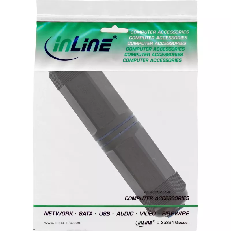 InLine Kat.6 Kupplung, wasserdicht IP67, 2x RJ45 F/F, 1:1