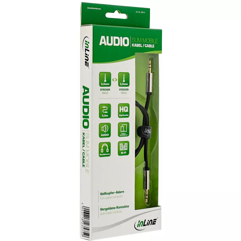 InLine schlank Audio Kabel 3,5mm Stecker / Stecker Stereo 0,5m