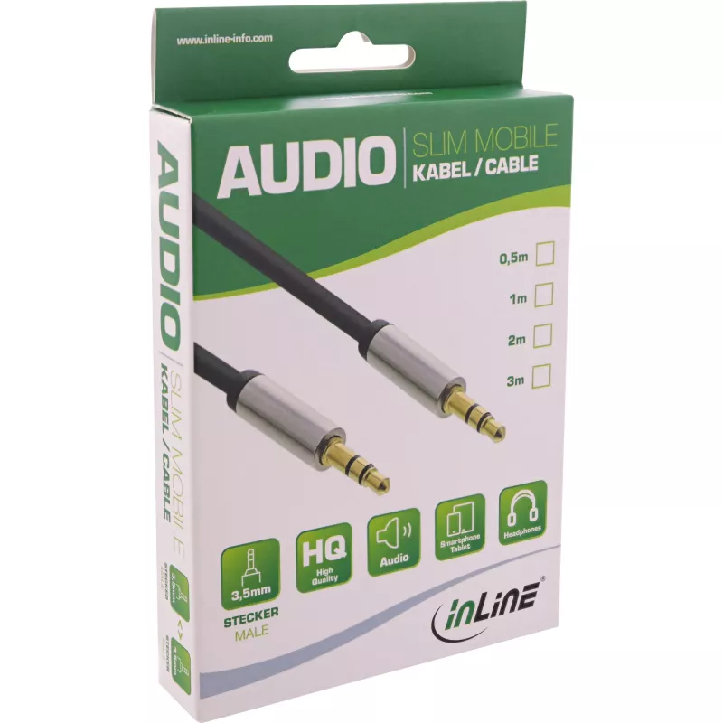 InLine schlank Audio-Kabel 3,5-mm-Stecker / 3,5-mm-Stecker, Stereo, 3 m