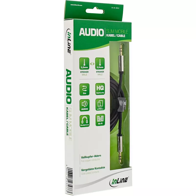 InLine schlank Audio-Kabel 3,5 mm Stecker / Stecker, Stereo, 2 m