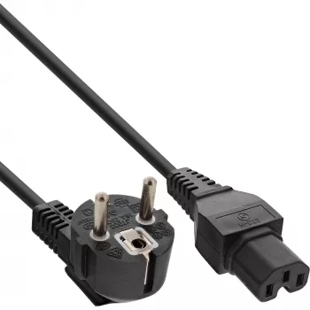 InLine Netzkabel, CEE7/7 gewinkelt auf C15 gerade, 3 x 1mm², schwarz, 1m