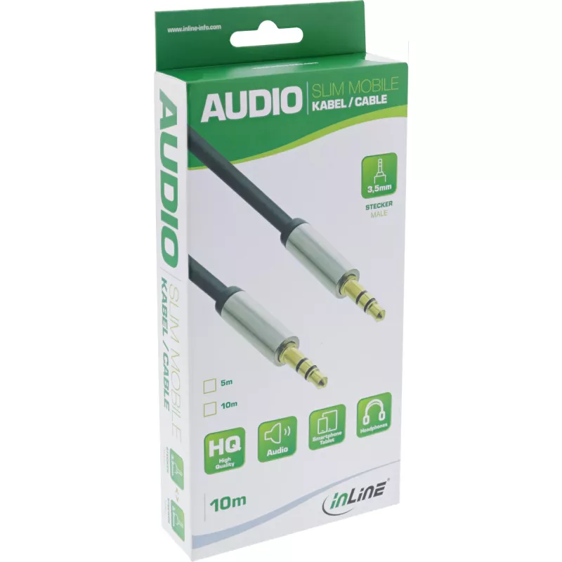 InLine schlank Audiokabel 3,5 mm Stecker / Stecker, Stereo, 10 m