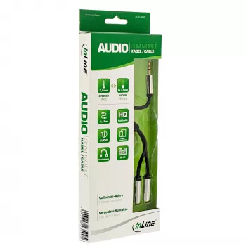 InLine schlank Audio Y-Kabel 3,5mm Stecker / 2x Buchse 0,15m