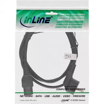 InLine Netzkabel, CEE7/7 gewinkelt auf C15 gerade, 3 x 1mm², schwarz, 5m