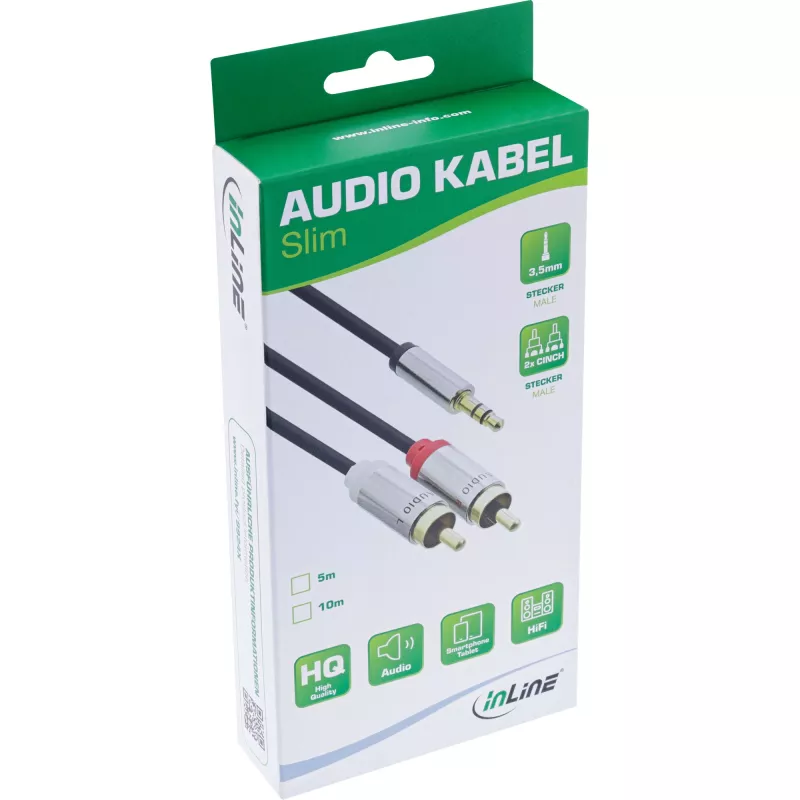 Audiokabel 3,5mm Stecker / 2x RCA Stecker 5m InLine 99245