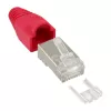 InLine Crimp-Stecker RJ45 8P8C geschirmt mit Einfädelhilfe und Knickschutz, rot