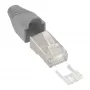 InLine Crimp-Stecker RJ45 8P8C geschirmt mit Einfädelhilfe und Knickschutz grau