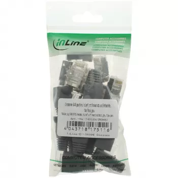 InLine Crimp-Stecker RJ45 8P8C geschirmt mit Einfädelhilfe und Knickschutz grau