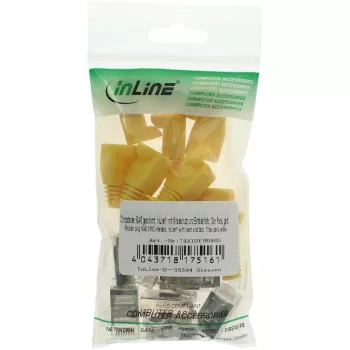 InLine Crimp-Stecker RJ45 8P8C geschirmt mit Einfädelhilfe & Knickschutz, gelb