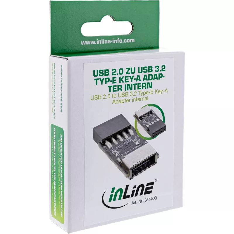 InLine USB 2.0 auf USB 3.2 Type-E Key-A Adapter intern