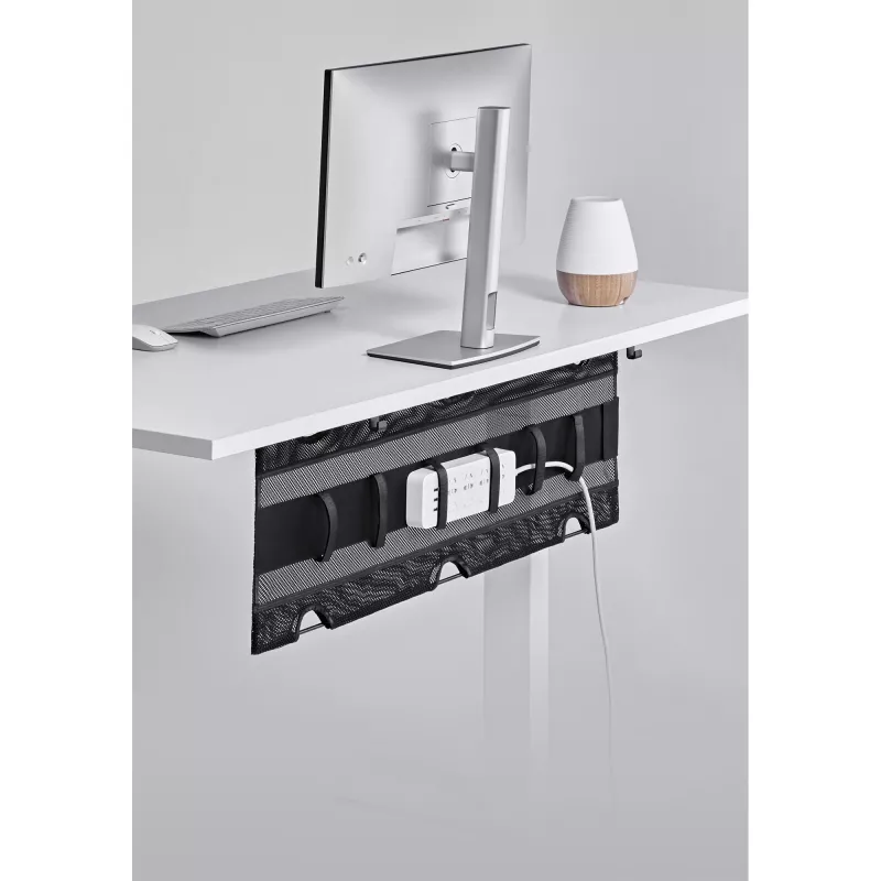 InLine Aufbewahrungsnetz zur Untertischmontage mit Klettverschlussbändern, schwarz, maximale Gerätebreite 30 cm, 310×910×15 mm