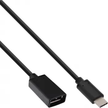 InLine USB 3.2 Gen.1x2 Adapterkabel, USB-C Stecker / A Buchse, schwarz, 0,15m