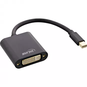 InLine Mini DisplayPort Stecker / DVI-D 24+1 Adapter Buchse Aluminium Schwarz, 0,15 m