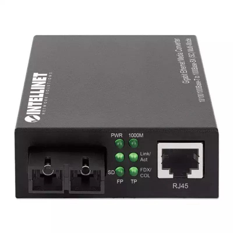 Intellinet Gigabit Ethernet Medienkonverter 10/100/1000Base-T zu 1000Base-SX (SC) Multimode, 550 m (1.800 ft.), Autonegotiation