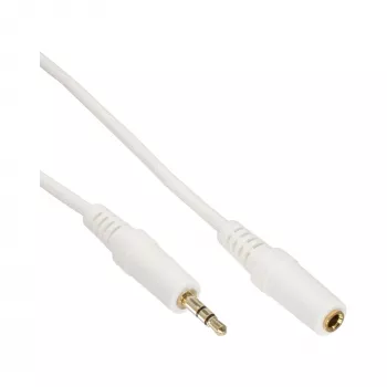 InLine Audiokabel 3,5 mm Stecker/Buchse, Stereo, weiß/gold 5 m