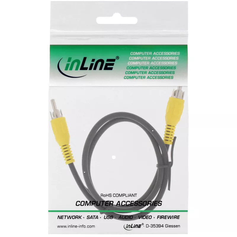 InLine Videokabel, 1x RCA M/M, gelbe Stecker, 5m