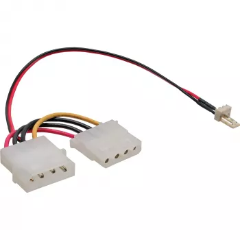 InLine Lüfter-Adapterkabel, 3-Pin-Lüfter / 4-Pin-Stromversorgung, 0,3 m