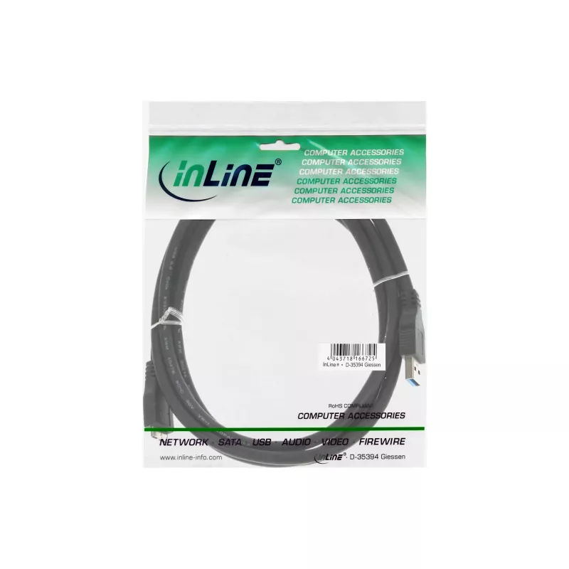 USB 3.2 Gen.1 Kabel Typ-A-Stecker / Micro-B-Stecker InLine 35410 1m schwarz