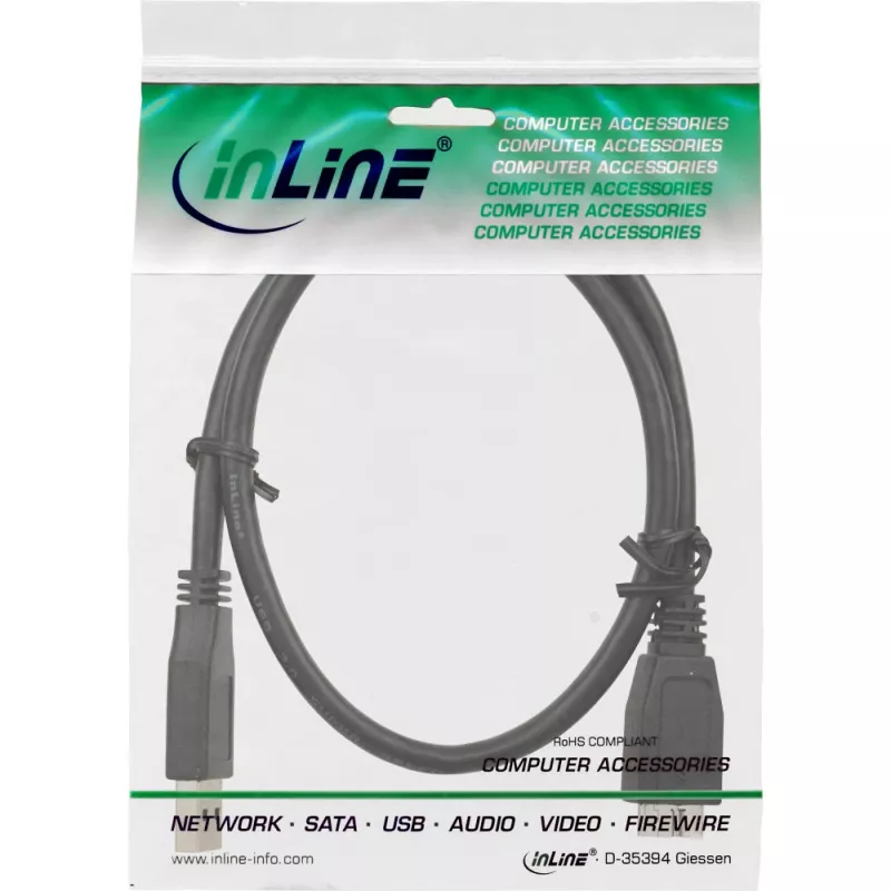 InLine USB 3.2 Gen.1 Kabel Typ A Stecker / Micro B Stecker, schwarz, 0,5 m