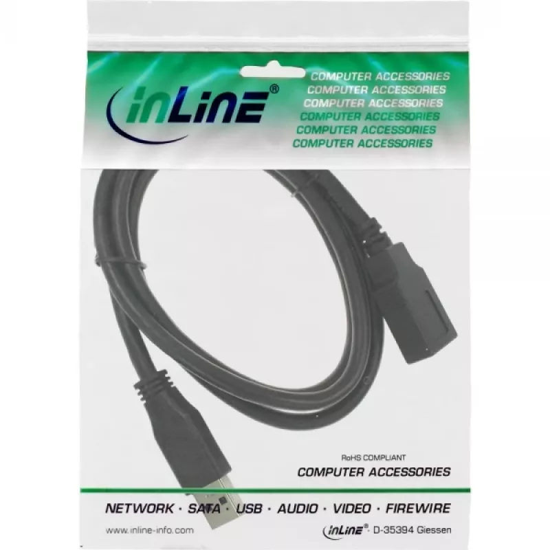InLine USB 3.2 Gen.1 Kabel Typ A Stecker / Typ B Buchse, Schwarz, 1,5 m