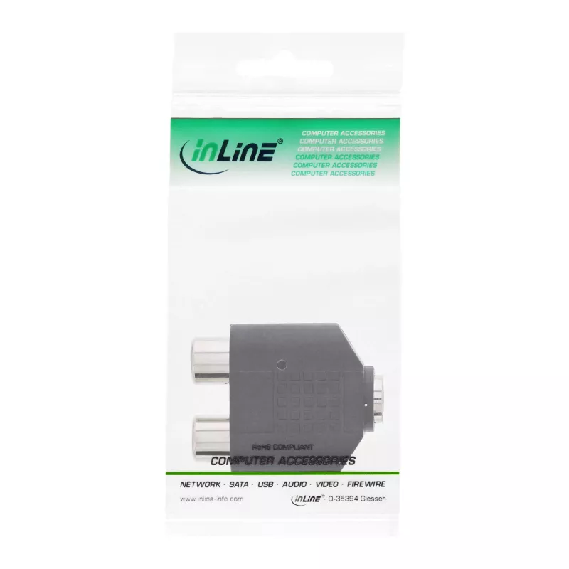 Audio-Adapter 3,5-mm-Buchse, weiblich Stereo / 2x Cinch, weiblich InLine 99346