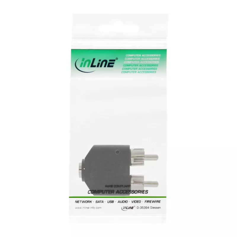 Audio-Adapter 3,5 mm Klinke Buchse Stereo / 2x Cinch Stecker InLine 99343