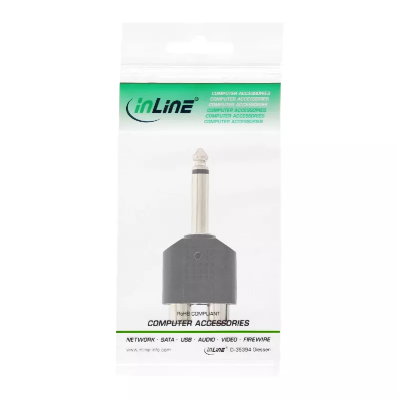 InLine Audio Adapter 6,3 mm Klinkenstecker Mono / 2x Cinch-Buchse