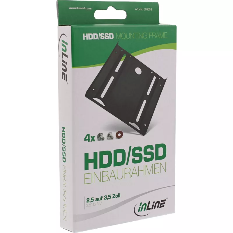InLine HDD/SSD-Montagerahmen, 2,5 Zoll auf 3,5 Zoll, mit Schrauben, schwarz