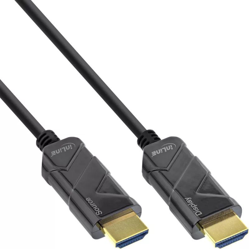 InLine HDMI AOC Kabel, Ultra High Speed HDMI Kabel, 8K4K, schwarz, 80m