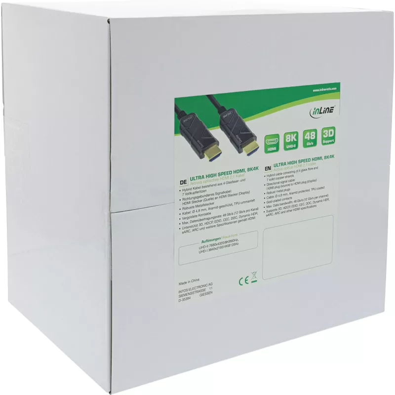 InLine HDMI AOC Kabel, Ultra High Speed HDMI Kabel, 8K4K, schwarz, 80m