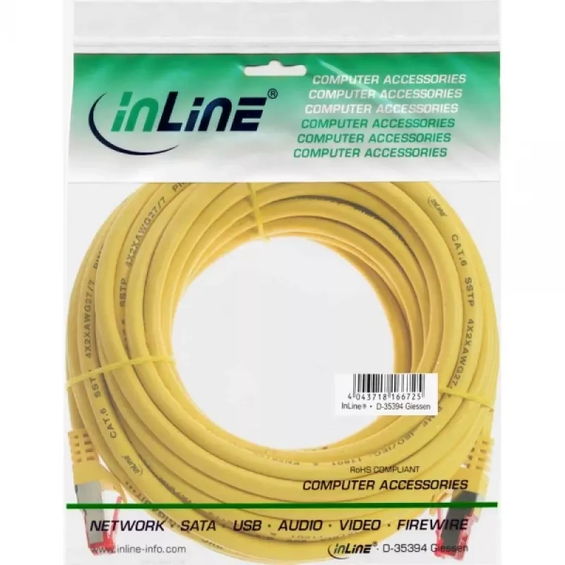 InLine Patchkabel S/FTP PiMF Cat.6 250MHz PVC Kupfer gelb 40m