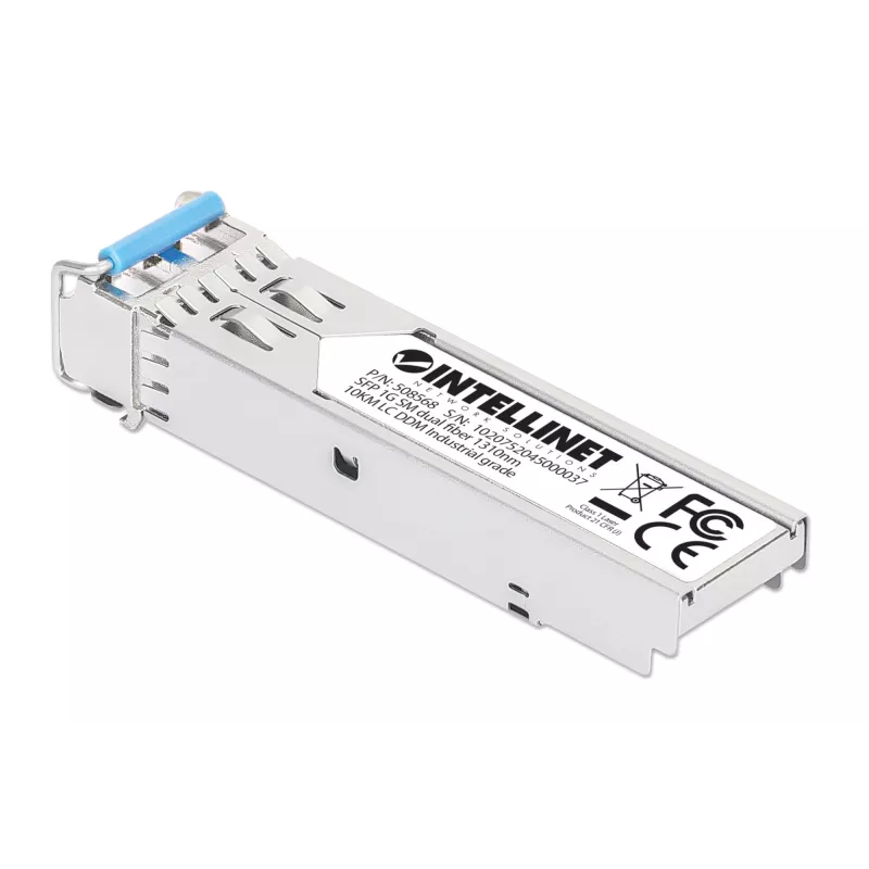 Intellinet Industrial Gigabit Fiber SFP Optisches Transceiver-Modul 1000Base-LX Singlemode 10 km Silber