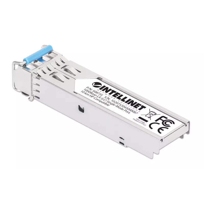 Intellinet Gigabit Fiber SFP Optical Transceiver Module 1000Base-LX (LC) Single-Mode Port, 10 km, HPE-kompatibel, Silber
