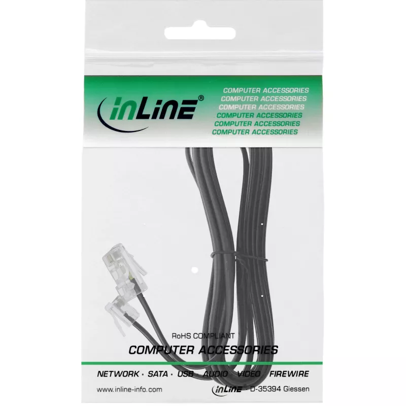 InLine Modular-Kabel RJ45 8P4C / RJ11 6P4C Stecker/Stecker 10 m