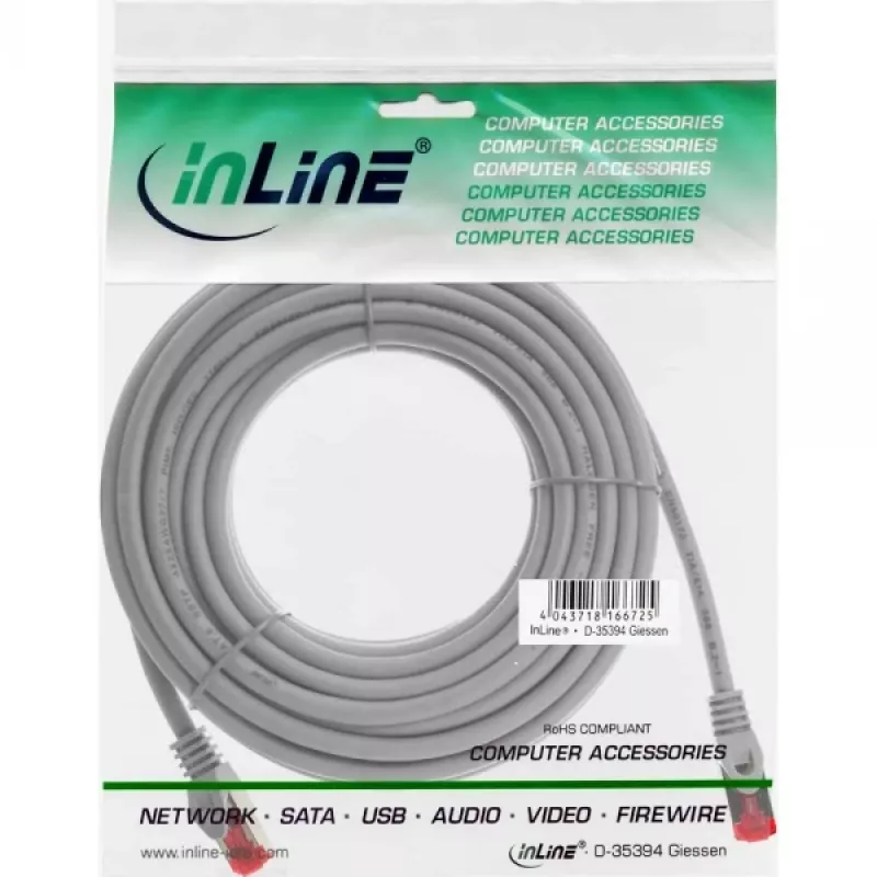 InLine Patchkabel S/FTP PiMF Cat.6 250MHz Kupfer halogenfrei grau 7,5m