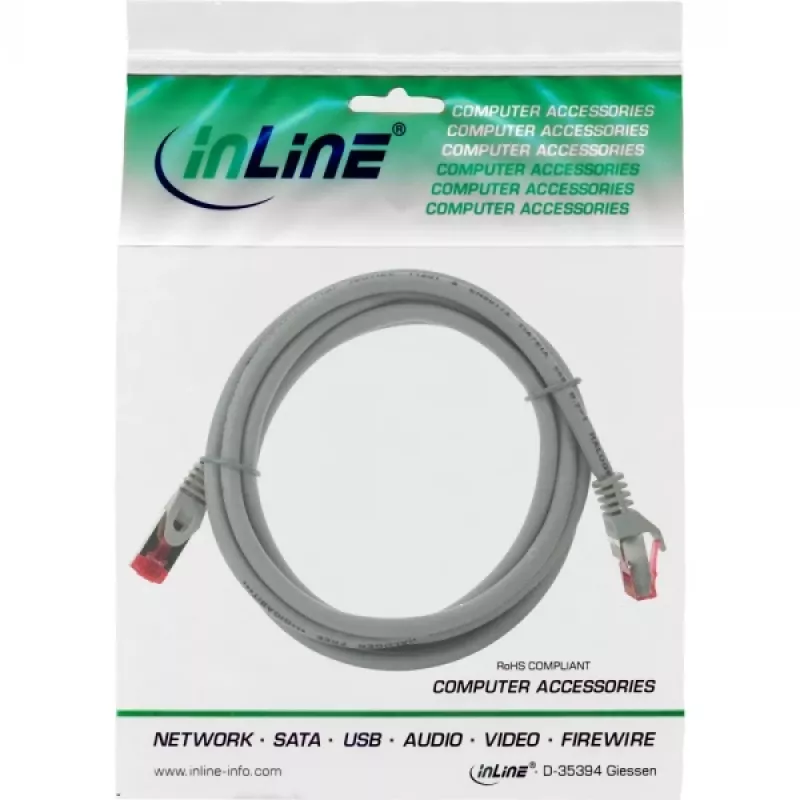 InLine Patchkabel S/FTP PiMF Cat.6 250MHz Kupfer halogenfrei grau 5m