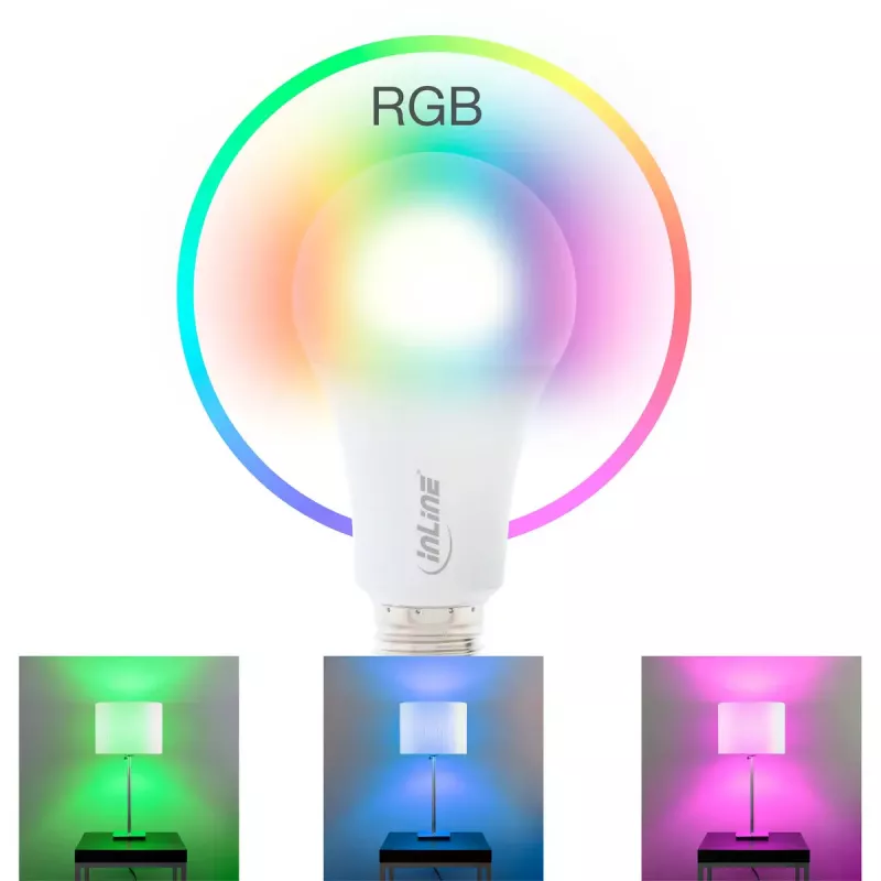 InLine SmartHome LED-Lampe RGB E27, 900LM