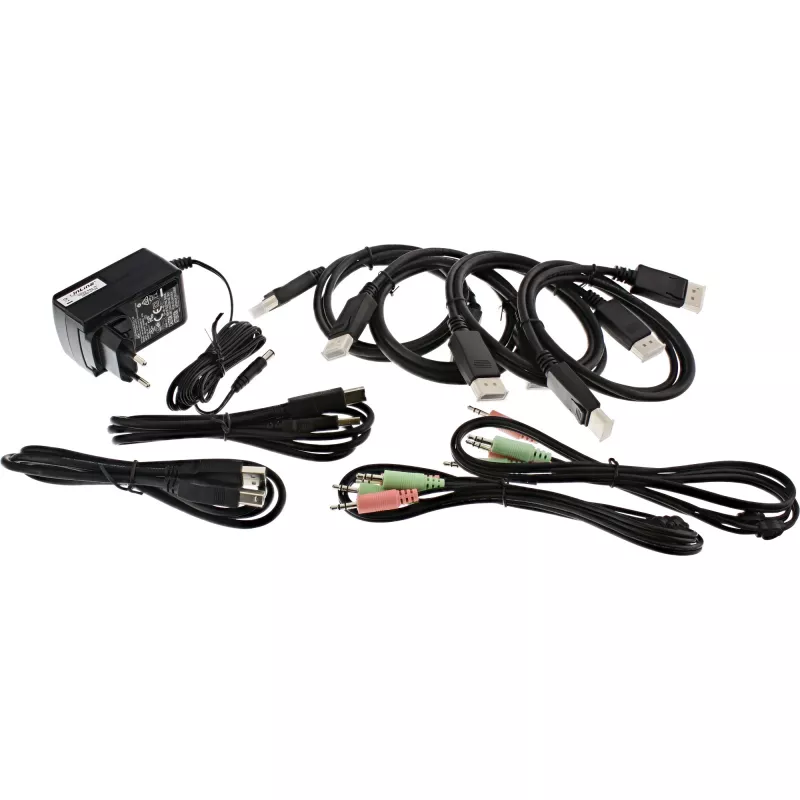 InLine Desktop KVM Switch, 2-Port, Dual Monitor DisplayPort 1.2, 4K, USB 2.0