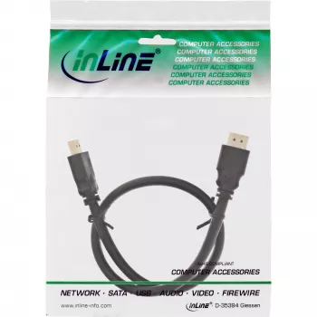 InLine HDMI-Kabel, High Speed HDMI-Kabel, M/M, schwarz, goldene Kontakte, 1 m
