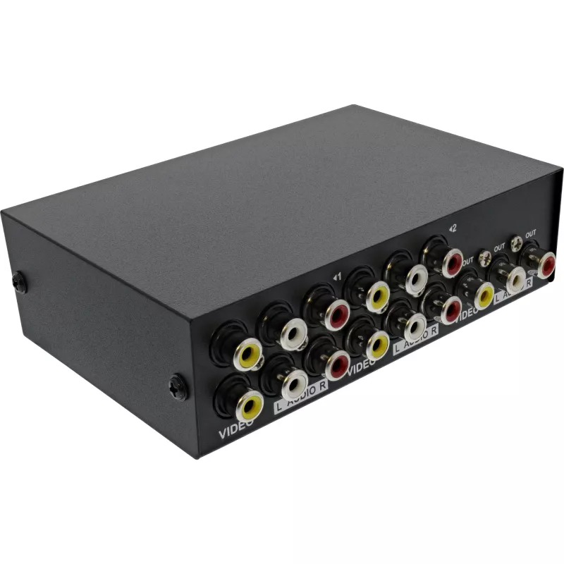 InLine AV Switch manuell 4-Port 3x RCA IN/OUT Composite Schwarz