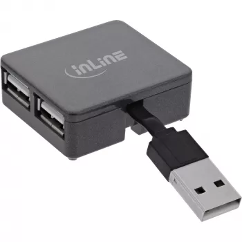 InLine USB 2.0 4-Port Hub, USB-A Stecker auf 4x USB-A Buchse, Kabel 4cm