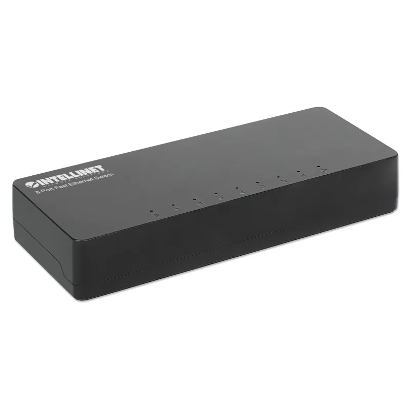 Intellinet 8-Port Fast Ethernet Switch Desktop-Größe, Kunststoff, IEEE 802.3az (Energy Efficient Ethernet), Schwarz