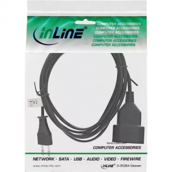 InLine Euro Type C Plug Power Extension male / female, Schwarz, 5m